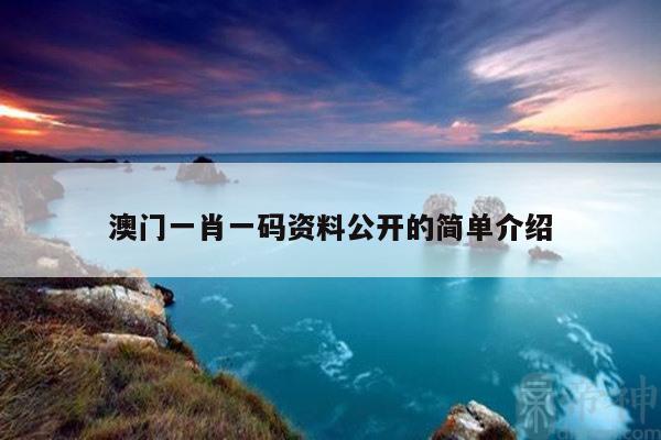 澳门一肖一码资料公开的简单介绍